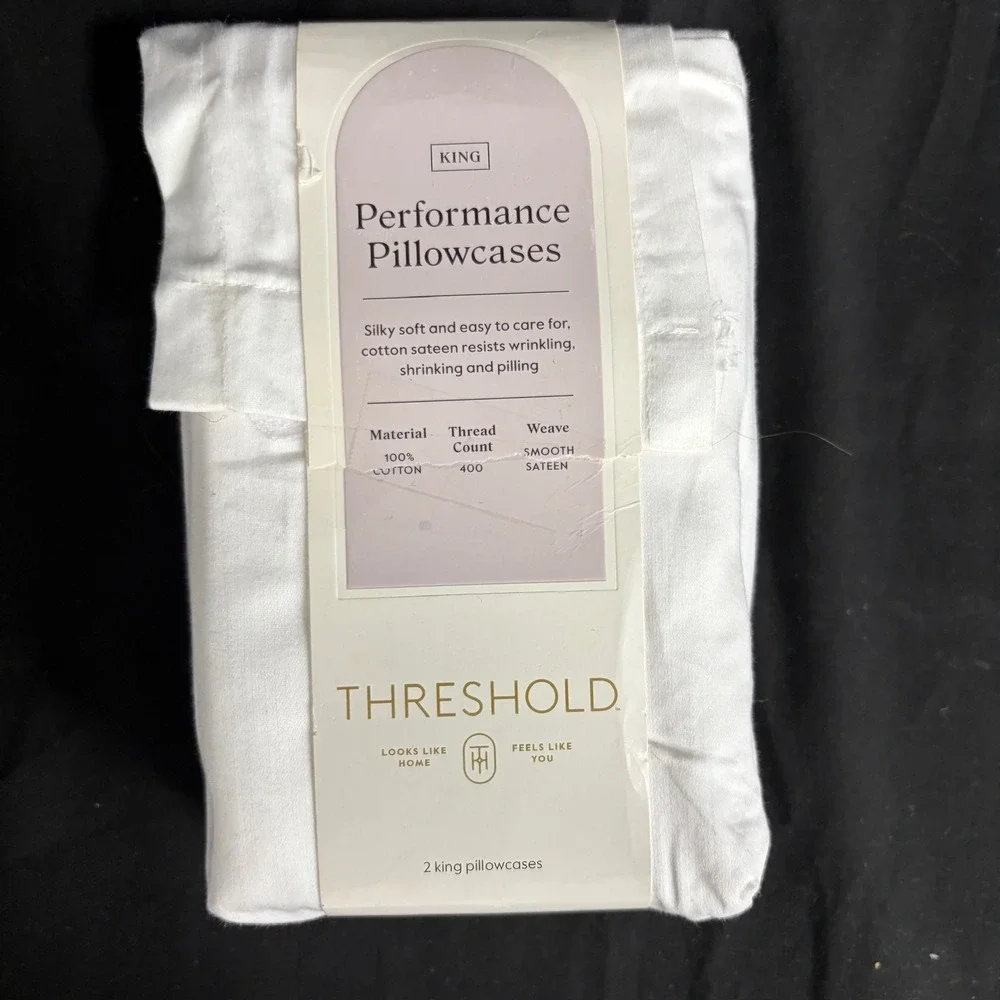 King Solid Performance 400 Thread Count Pillowcase Set White - Threshold